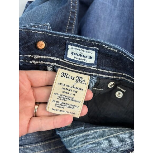 Miss Me women's 27 boot dark wash mid-rise bootcut jeans‎ bling stud 31" inseam - Picture 7 of 7